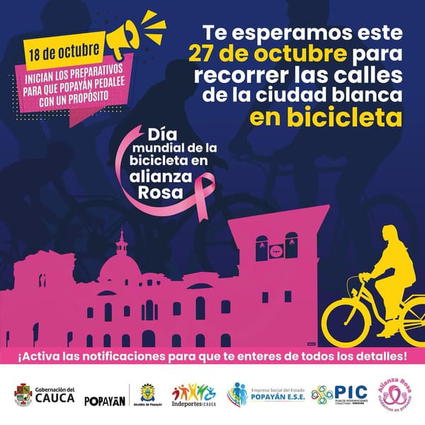 La Gobernación del Cauca invita a pedalear en apoyo al Octubre Rosa