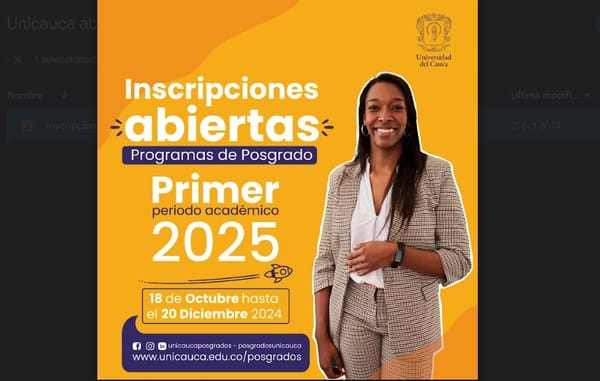 ¡Transformemos juntos tu futuro! Es el momento de dar el primer paso: inscríbete a un Posgrado en Unicauca