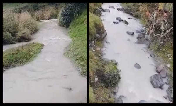 Máxima alerta: así amaneció esta quebrada cerca del volcán Puracé