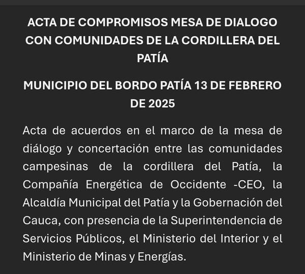 La lucha del sur del Cauca: Un pueblo que doblega la indiferencia de la Compañía Energética de Occidente