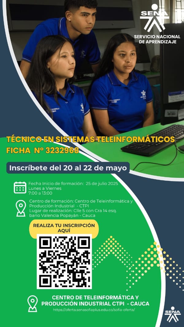 SENA abre inscripciones para programas técnicos en Popayán: oportunidad para jóvenes del Cauca
