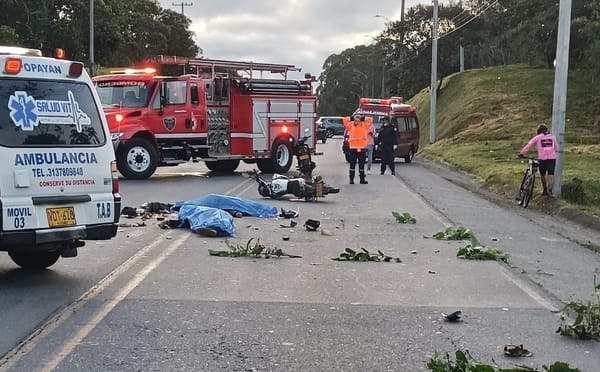 Dos personas murieron en accidente de tránsito en la variante de Popayán