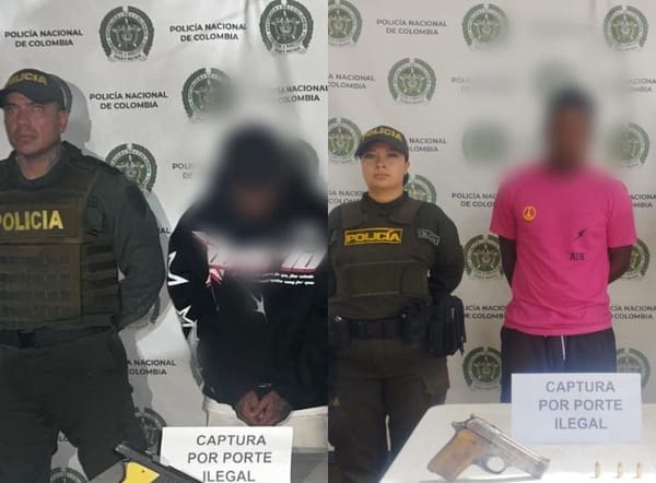 Dos personas capturadas por porte ilegal de armas en Puerto Tejada, Cauca