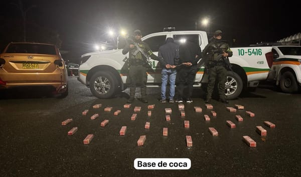 Dos capturados por transportar base de coca por carreteras del sur del país