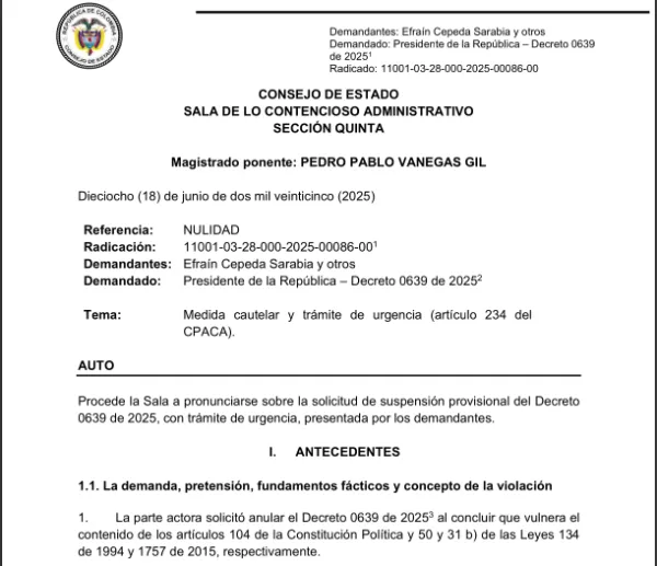 Consejo de Estado suspende consulta popular convocada por el Decreto 0639