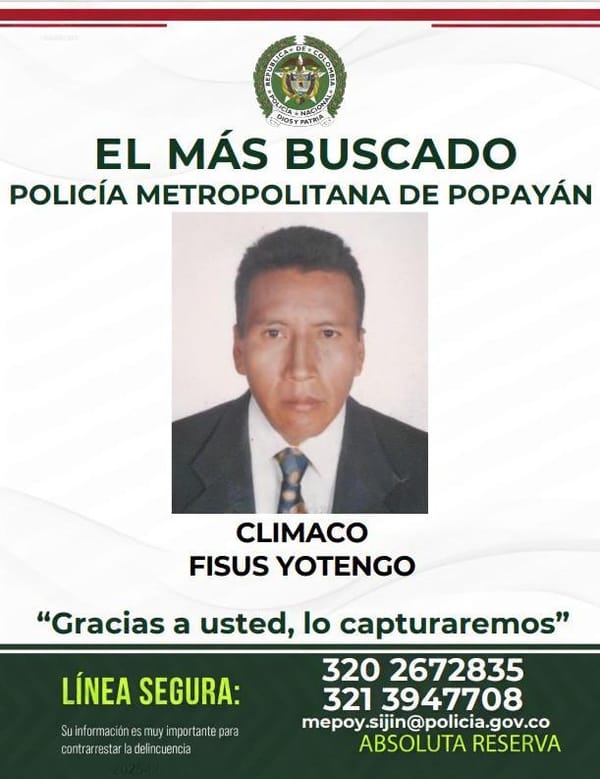 Buscan a este presunto feminicida en Popayán