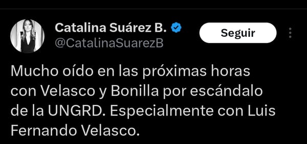 Catalina Suárez alerta sobre posible orden de captura contra Luis Fernando Velasco y Ricardo Bonilla en escándalo UNGRD