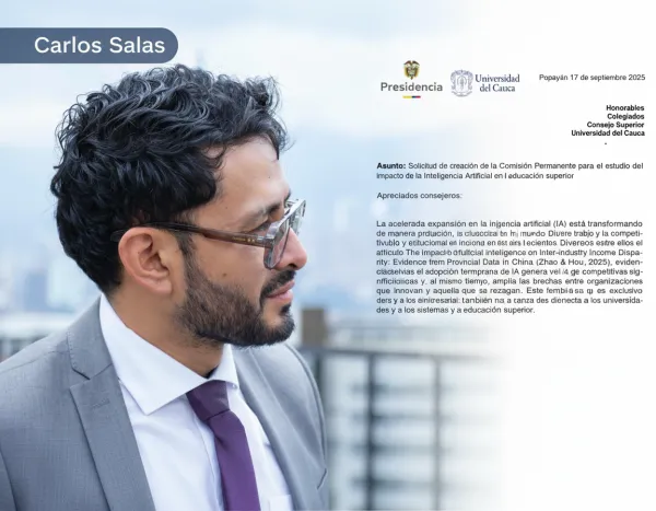 Carlos Salas impulsa comisión permanente sobre Inteligencia Artificial en la Universidad del Cauca