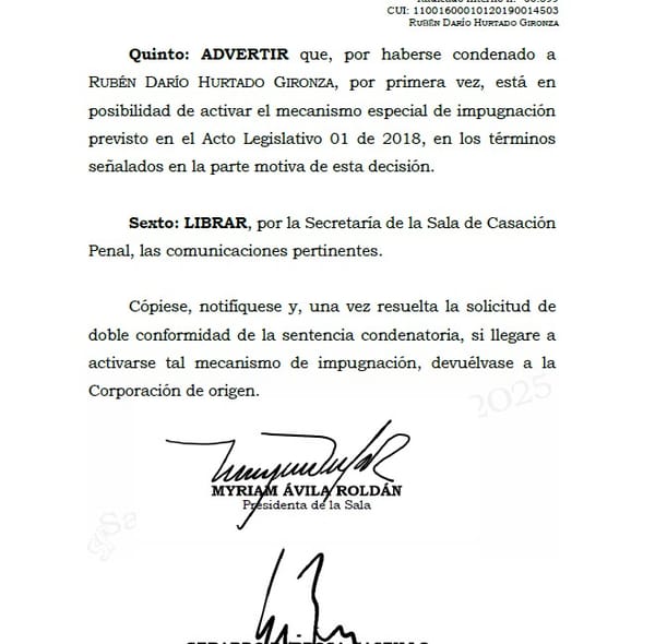Corte Suprema condena a Rubén Darío Hurtado Gironza por prevaricato en caso Quipux en Popayán