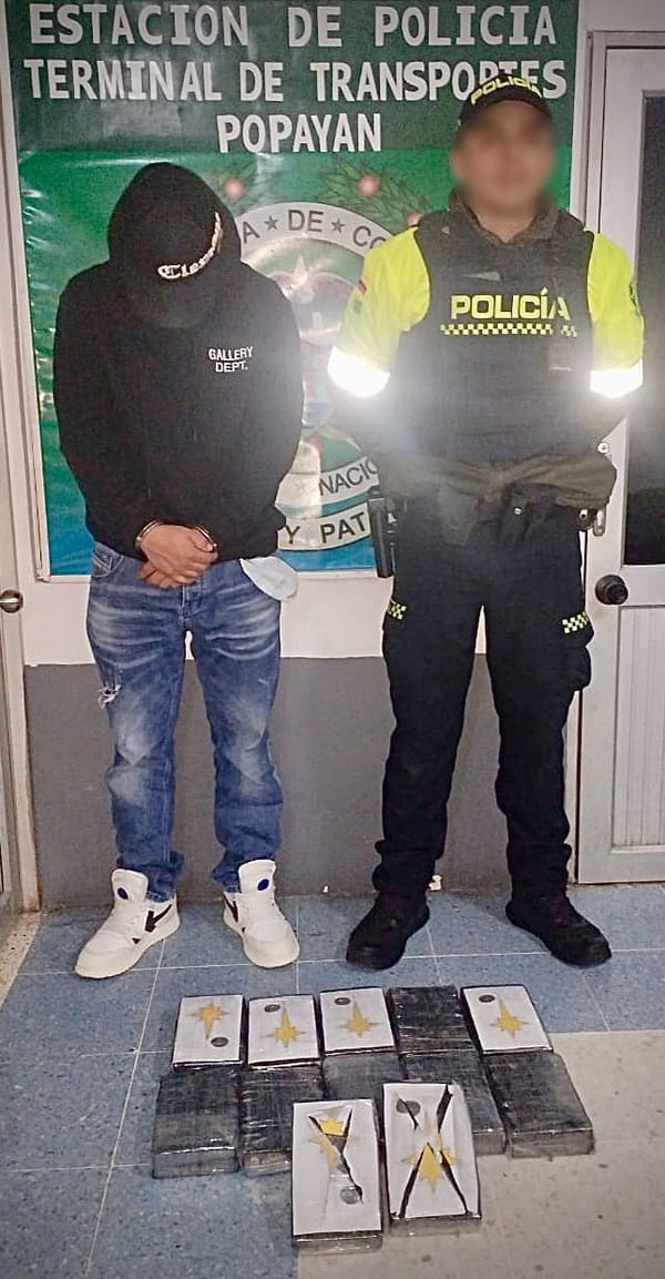 Cargamento de cocaína avaluado en $60 millones fue incautado en el Terminal de Transportes de Popayán