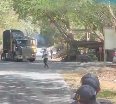 Sujetos armados con fusil detuvieron el tráfico de vehículos en la Panamericana y luego hurtaron una tractomula