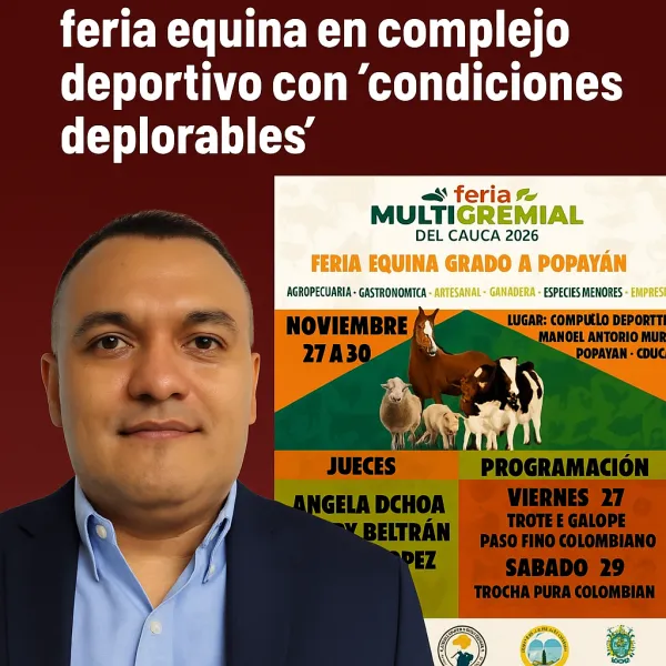 Concejal Lucio Jurado alerta sobre promoción de feria equina en Popayán en complejo deportivo con "condiciones deplorables"