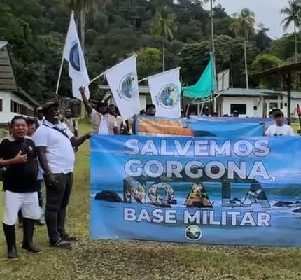 La isla Gorgona, joya del Pacífico colombiano, se levanta en defensa de su territorio, "no a la construcción de la base militar"