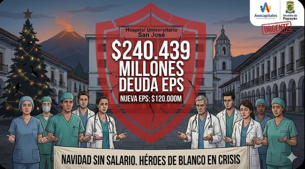 Crisis en el Hospital San José de Popayán: Los "Héroes de Blanco" enfrentan una Navidad sin salarios por millonaria deuda de las EPS