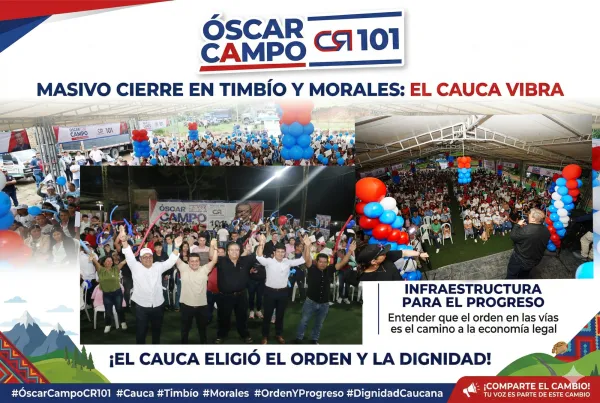 El latido del Cauca se siente en Timbío y Morales: Masivo respaldo a Oscar Campo CR 101