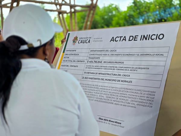 Más de 3.500 familias se beneficiarán con nueva placa huella en zona rural de Morales, Cauca