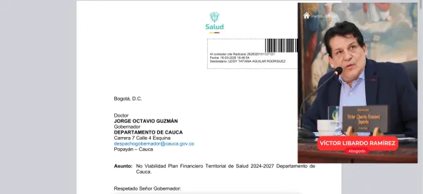 Cuentas "en el aire": El Ministerio de Salud tumba el plan financiero del Cauca por desorden contable y falta de soportes