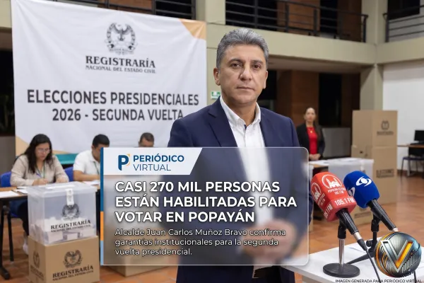 Casi 270 mil personas están habilitadas para votar en Popayán en la segunda vuelta presidencial