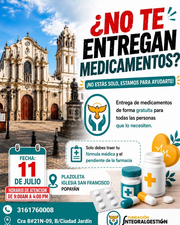 Jornada solidaria permitirá acceder gratuitamente a medicamentos en Popayán