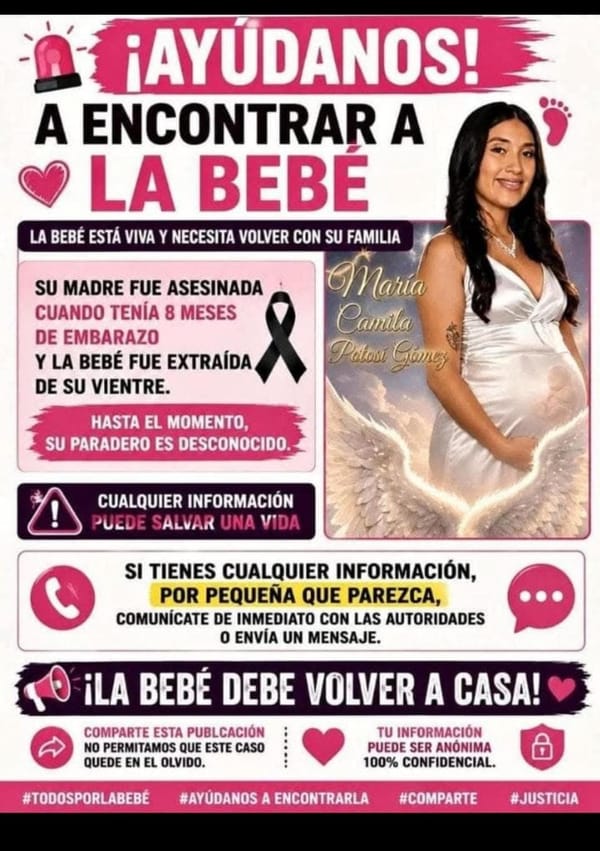 Familia de María Camila Potosí asegura que la bebé no estaba en su vientre y pide ayuda urgente a las autoridades