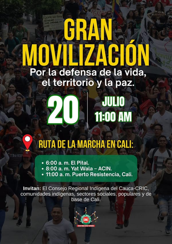 "Acá no le tenemos miedo a ningún tigre": indígenas del Cauca convocan masivas movilizaciones para este 20 de julio en contra de Abelardo de la Espriella