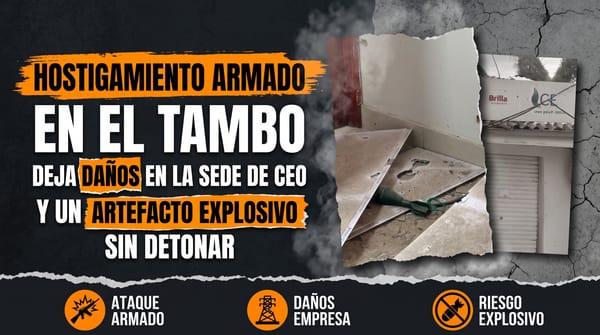 Hostigamiento armado en El Tambo deja daños en la sede de CEO y un artefacto explosivo sin detonar