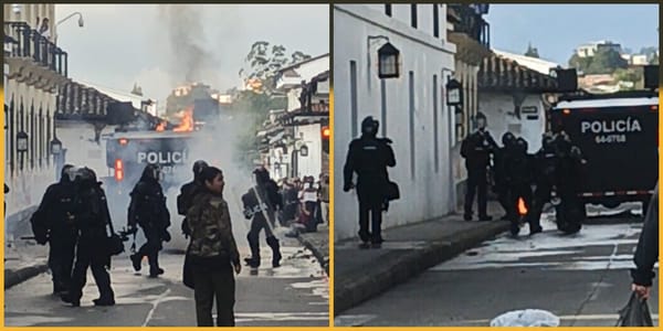 Fuertes disturbios en el centro de Popayán: encapuchados estarían usando papas bombas